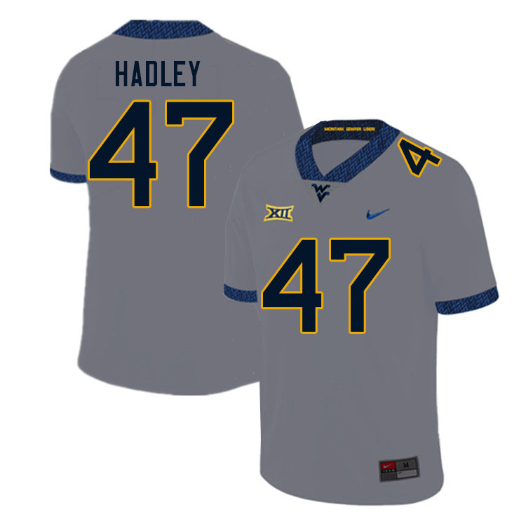 NCAA Men's J.P. Hadley West Virginia Mountaineers Gray #47 Nike Stitched Football College Authentic Jersey OK23Z00GF